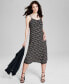 Фото #1 товара Women's Floral-Print Lace-Trim Midi Dress, Created for Macy's