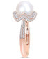 ფოტო #3 პროდუქტის Freshwater Cultured Pearl (8.5-9mm) and Diamond (1/4 ct. t.w.) Vintage Halo Ring in 10k Rose Gold