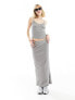 COLLUSON eyelet detail washed maxi column skirt in grey 34 - фото #1