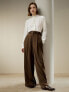 ფოტო #2 პროდუქტის High-Waisted Wide Leg Dense Silk Pants for Women