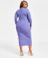 Фото #2 товара Trendy Plus Size Ribbed Mock-Neck Bodycon Dress