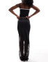 Фото #4 товара ASOS DESIGN satin maxi skirt with lace insert in black