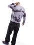 ASOS DESIGN oversized knitted tie dye distressing crew neck jumper in purple 2XS - фото #5