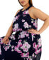 Фото #4 товара Plus Size Floral-Print Halterneck Maxi Dress