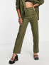 4th & Reckless Petite exclusive straight leg tailored trouser co ord in khaki