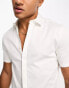 ASOS DESIGN slim fit sateen shirt in white