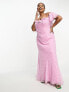 Фото #2 товара ASOS DESIGN Curve bardot milkmaid maxi dress in pink spot print