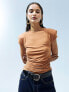 Фото #1 товара ASOS DESIGN slinky ruched side top in ginger