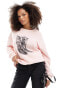 ASOS DESIGN oversized sweater with cowboy boot graphic in baby pink