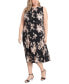 Фото #6 товара Plus Size Floral-Print Keyhole Sleeveless A-Line Dress