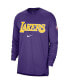 Фото #3 товара Men's Purple Los Angeles Lakers 75th Anniversary Pregame Shooting Performance Raglan Long Sleeve T-shirt