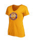 Фото #3 товара Women's Gold Los Angeles Lakers 2020 Nba Finals Champions Zone Laces V-Neck T-Shirt