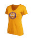 ფოტო #3 პროდუქტის Women's Gold Los Angeles Lakers 2020 Nba Finals Champions Zone Laces V-Neck T-Shirt