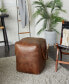 Фото #8 товара Canvas Pouf with Leather Handles, 20" x 20" x 19"