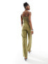 Extro & Vert bandeau wide leg jumpsuit in khaki