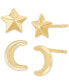 ფოტო #1 პროდუქტის 2-Pc. Set Star & Moon Polished Stud Earrings in 14k Gold