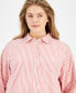 Фото #3 товара Plus Size Striped Button-Down Shirt, Created for Macy's