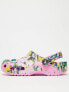 Фото #1 товара Crocs ASOS Exclusive Classic bubble marble clogs in taffy pink multi in taffy pink / multi