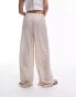 Topshop oversized crinkle drawstring straight leg trouser in stone