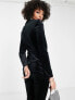 ASOS DESIGN Tall velvet suit blazer with side wrap belt in black