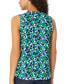 ფოტო #2 პროდუქტის Petite Printed Front-Pleated Sleeveless Top