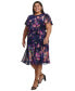 Фото #3 товара Plus Size Printed Godet Midi Dress