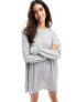 Фото #7 товара Long sleeve mini smock dress in grey
