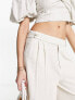 Фото #3 товара Stradivarius linen look slouchy trouser in natural