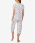 ფოტო #2 პროდუქტის Women's Short Sleeve Top Capri Pants 2-Pc. Pajama Set