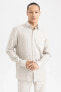 Фото #6 товара Рубашка Regular Fit Polo Yaka 100% Льняная с длинным рукавом defacto