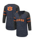 ფოტო #1 პროდუქტის Women's Navy/Heathered Charcoal Auburn Tigers Scienta Pasadena Raglan 3/4 Sleeve Space Dye Lace-Up T-shirt