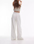 Topshop premium super wide leg pleated trouser in ecru