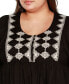 Фото #3 товара Black Label Plus Size Embroidered Boho Fit and Flare Top
