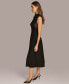 ფოტო #4 პროდუქტის Women's Mock-Neck Faux-Leather-Trim Dress