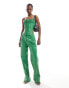 Muubaa fitted leather corset top in green