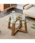 Фото #1 товара Circular glass and wood coffee tables, 31.5"x31.5"x17.7"
