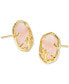 14k Gold-Plated Framed Stone Stud Earrings