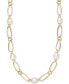 ფოტო #1 პროდუქტის Cultured Freshwater Pearl (9-3/4 x 10-3/4mm) Oval Link 18" Collar Necklace in 14k Gold-Plated Sterling Silver