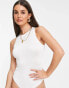 Flounce London Tall high neck slinky body in white