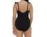 Фото #3 товара Time and Tru One Piece Swimsuit Women's 3X Black Nylon Stretch Ruffle Strap