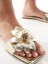 Simmi London Miray flat sandal with flower detail in gold