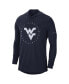 Фото #3 товара Men's Navy West Virginia Mountaineers Campus Tri-Blend Performance Long Sleeve Hooded T-shirt