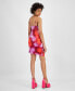 Фото #2 товара Women's Cowl Neck Tie-Dye Bodycon Mini Dress, Created for Macy's