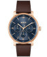 BOSS Men's Contender Quartz Multifunction Brown Leather Watch 44mm