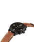ფოტო #5 პროდუქტის Men's Swiss Chrono XL Brown Leather Strap Watch 45mm