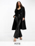 Forever New Petite formal wrap coat with tie belt in black