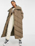 Фото #1 товара ASOS DESIGN waterfall quilted maxi puffer coat in brown - BROWN