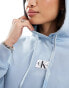 Calvin Klein Jeans washed woven label hoodie in blue