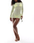 South Beach glitter mini crochet beach dress in chartreuse grün, 40 - фото #3