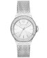 ფოტო #1 პროდუქტის Women's Lennox Three-Hand Silver-Tone Stainless Steel Bracelet Mesh Watch, 37mm